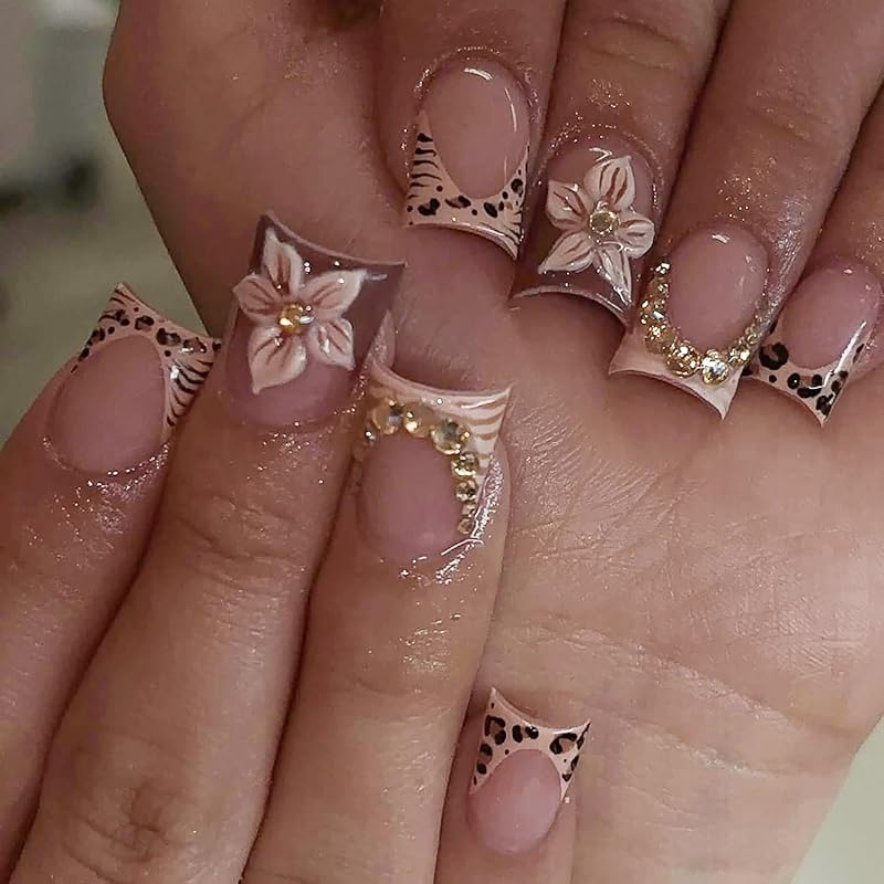 Thanksgving Day Press On Nails Square Medium Press On Nails Nude White Fall Nail Press Ons Full Cover False Nails With Maple Leaves Designs Acrylic