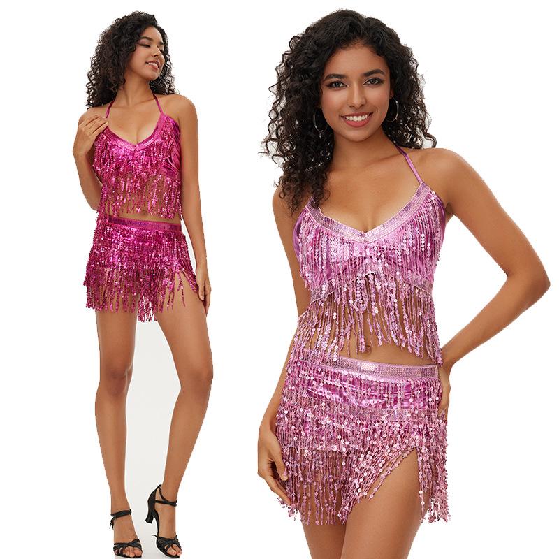 Cross-border Belly Dance Jazz Costume: Nightclub Tassel Uniform, Sequined Skirt