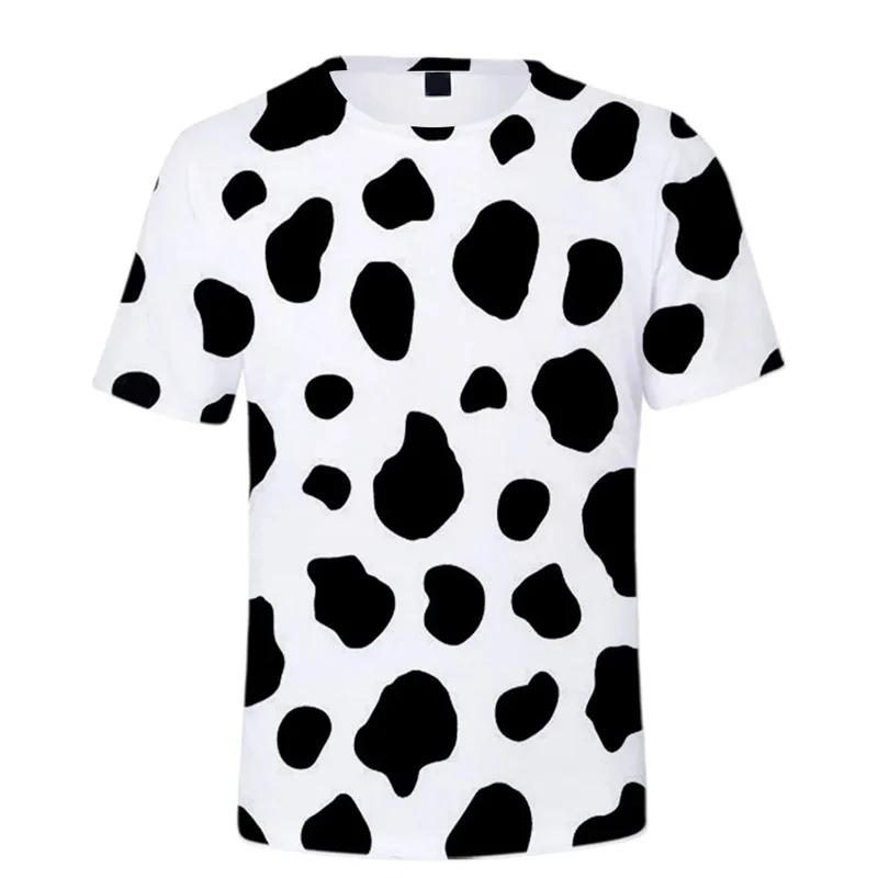Camiseta de Talla Grande con Estampado de Vaca para Hombre Camisetas Coloridas de Dibujos Animados Impresas en 3D Casual Calle Tops Sueltos Camisetas de Manga Corta con Cuello Redondo