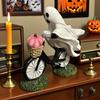 Bike Rider Ghost Statue Resin Ghost Riding On A Bicycle Figurine Halloween Ghost Sculpture for Home Parties Decoration Table Centerpiece