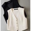 Fashion Women Vest Sleeveless Vests for Women Chic V-Neck Single-Breasted Ladies Elegant White Waistcoat Tops