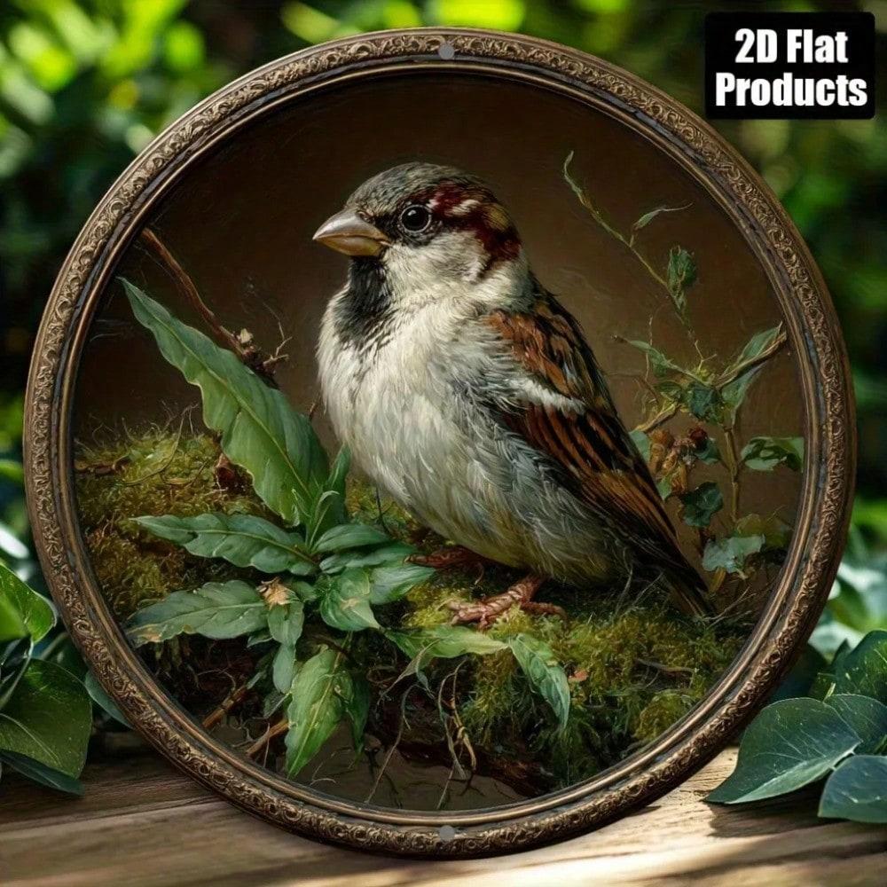 Metal Wall Art Sparrow Round 8x8 Inch Rustic Bar Decor