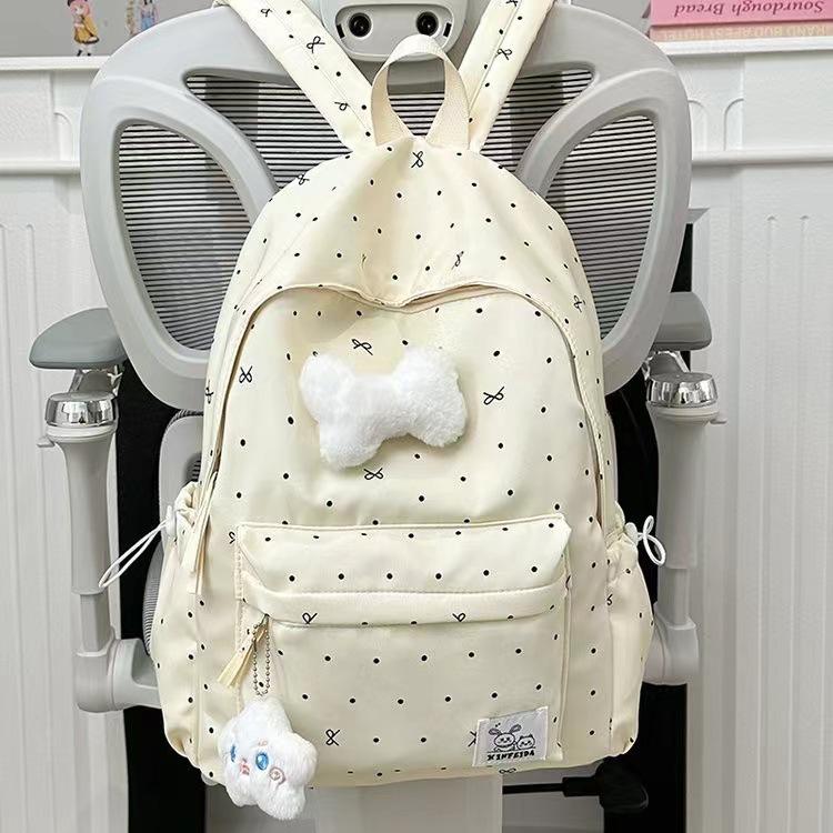 Schoolbag cute schoolbag small fresh bag girl heart polka dot bow backpack versatile high value flash student backpack