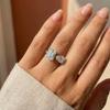 New 925 Silver Pear Cut Emerald cut Simulated Diamond Wedding Party Vintage Adjustable Ring Fine Jewelry Gifts