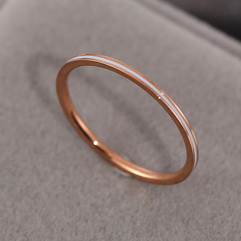 Bague en Acier Titane 18k Hypoallergénique Durable Acier Inoxydable Bande Fine Bijou Unisexe