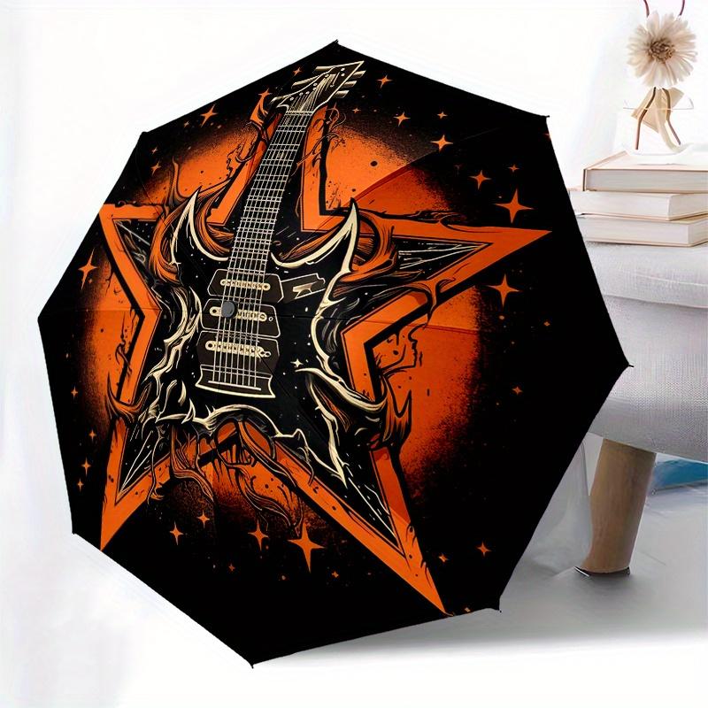 "Electric Guitar Starburst Design T Shirt" Umbrella   Cute Umbrella with Cute Design, Portable 3 Fold Compact Umbrella for Men & Women,S366
