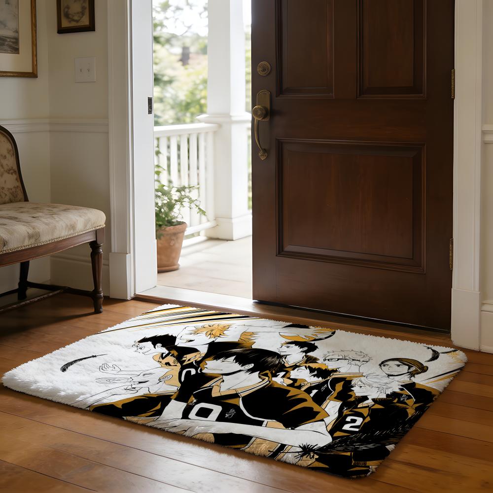 Hotblooded Anime HHaikyuu Floor Mat Soft Flannel Absorbent Mat Non-Slip Rug Home Bedroom Bathroom