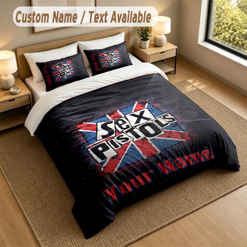 Bedding Set 1 Duvet Cover 2 Pillowcases Sex Pistols Print Soft Bed Linen Bedroom Decor