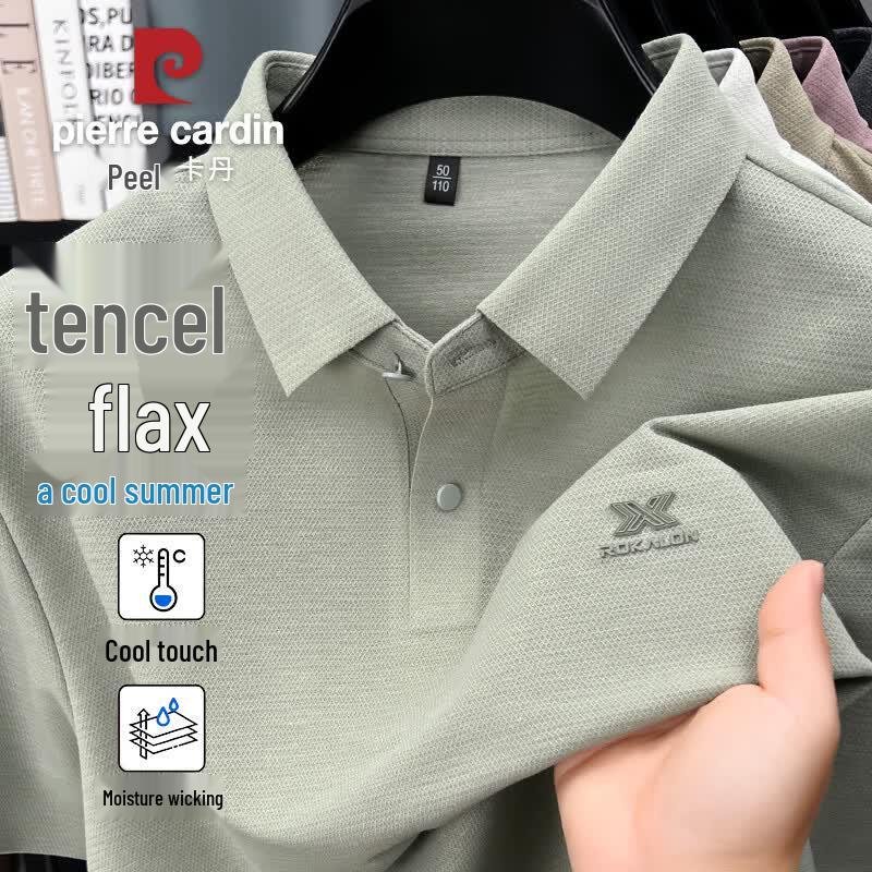 Pierre Cardin Men's Linen Tencel Quick Dry Business Casual Polo Shirt