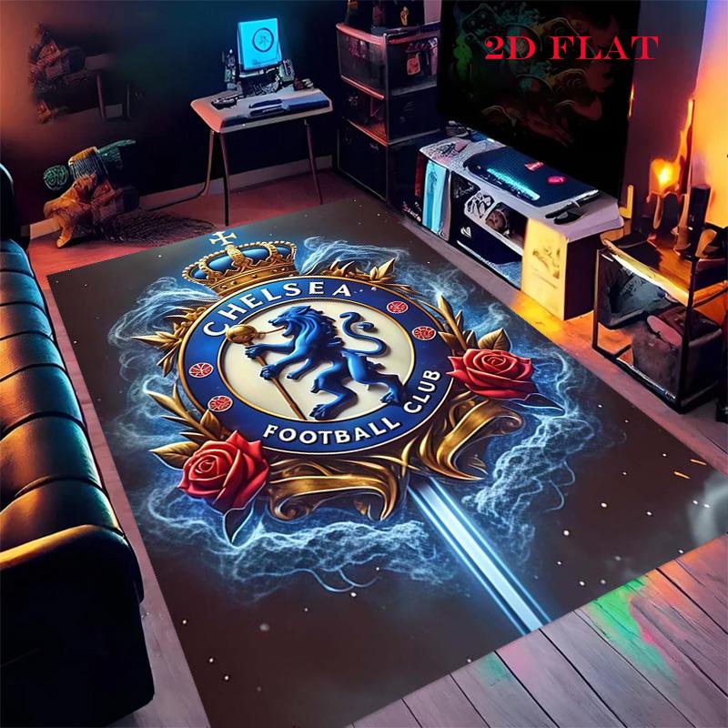 Chelsea FC Logo Carpet Rug for Living Room Bedroom Home Sofa Decoration,Kids Play Nonslip Floor Mat