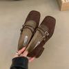 Bailamos New Brand Women Flat Sheos Fashion Shallow Slip On Shoes Square Low Heel Dress Shoes Casual Laofer Mujer