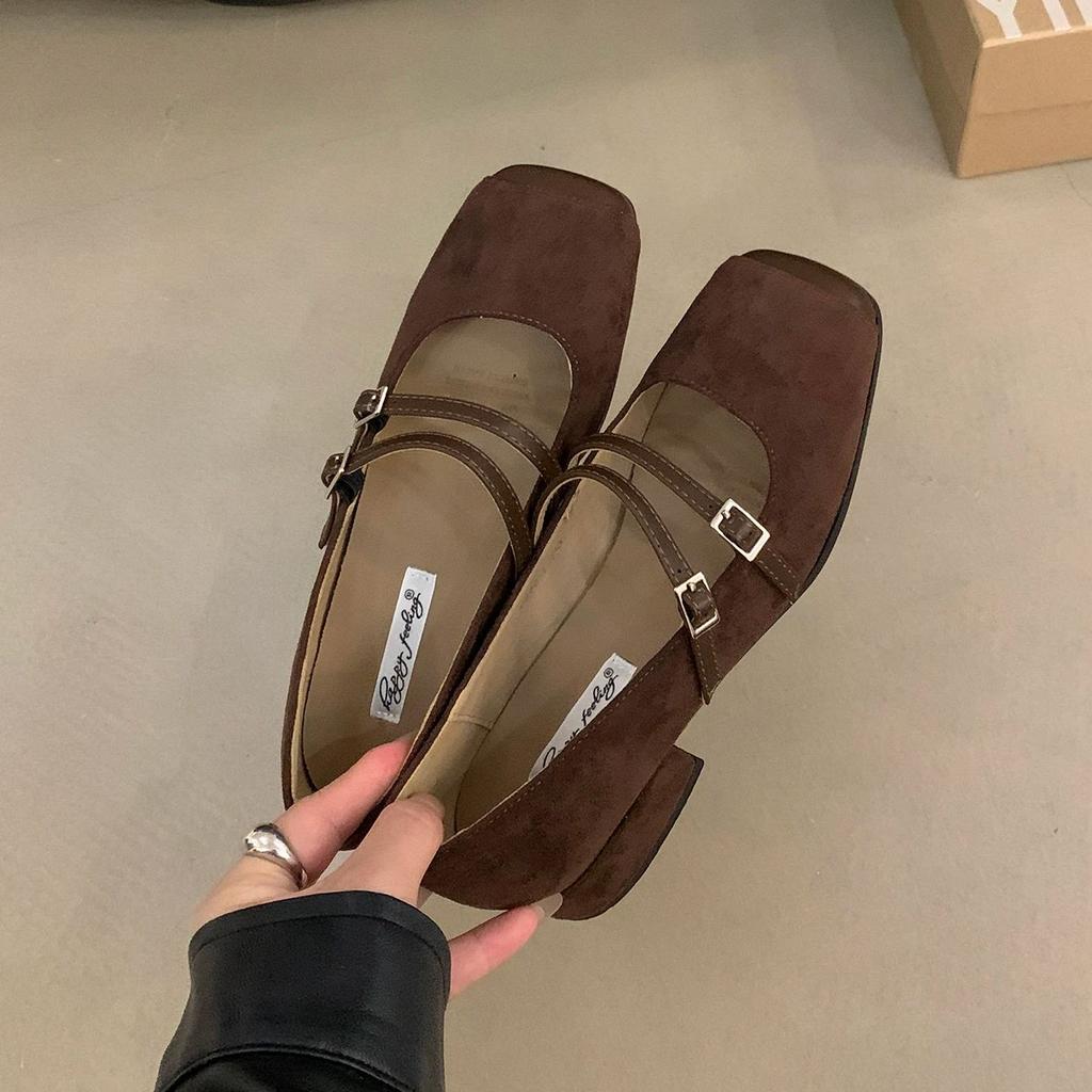 Bailamos New Brand Women Flat Sheos Fashion Shallow Slip On Shoes Square Low Heel Dress Shoes Casual Laofer Mujer