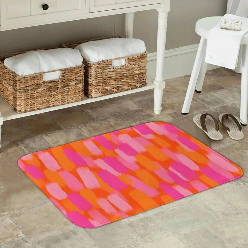1PC Pink Leopard Pattern Kitchen Rug Non-Slip Door Mats Pop Design Bathroom Rug Bath Mat Carpet for Home Sink Laundry Decor