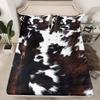 Homewish Highland Cattle Fitted Sheet Twin,Cow Fur Bedding Set 2pcs for Kids Teens Adult Room Decor,Farmhouse Animals Cowhide Bed Cover Black White