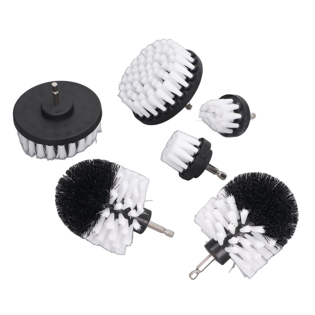 6Pcs Drill Cleaning Brush White Soft Nylon Bristles Wear Resistant Drill Brush Power Scrubber for