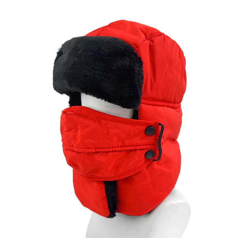 Winter windproof and cold-proof solid color hat thickened and velvet thermal ear protection hat outdoor headgear cycling thermal hat