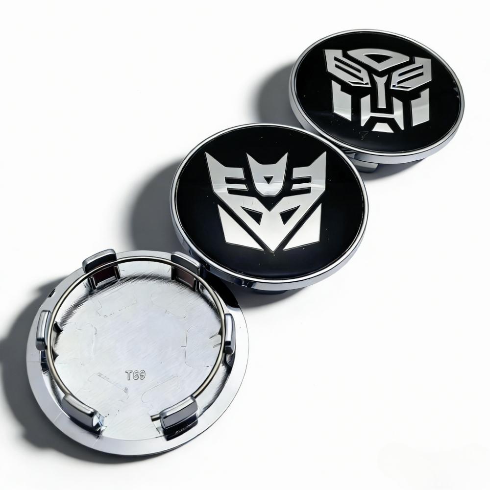 4pcs Transformers Logo Badge Car Wheel Center Caps 69MM Clips 56MM Wheels Hub Dust Cap Rim Hubcaps Cover Replace Car Accessories