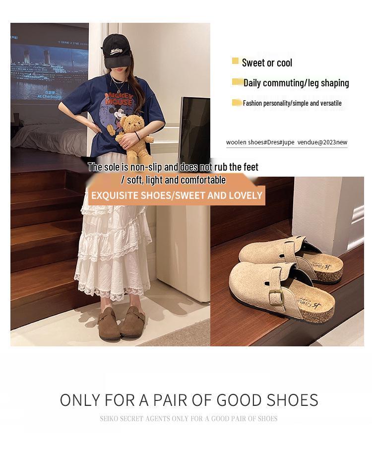 2025 Versatile Unisex Birkenstock Retro Closed-Toe Cork Sole Sandals with Thick Sole and One Strap