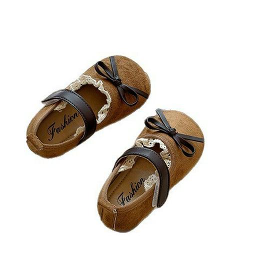 2026 Korean Style Mary Jane Flats: Soft Sole Suede Princess Shoes for Little Girls, Perfect for Spring and Autumn