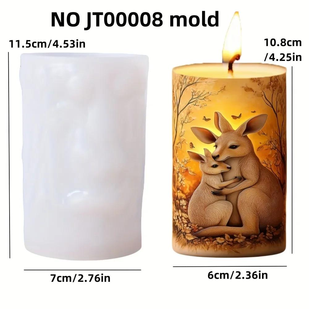 Diy Sika deer flower relief cylindrical candle silicone mold  spring and summer Sika deer stone relief cylindrical resin mold