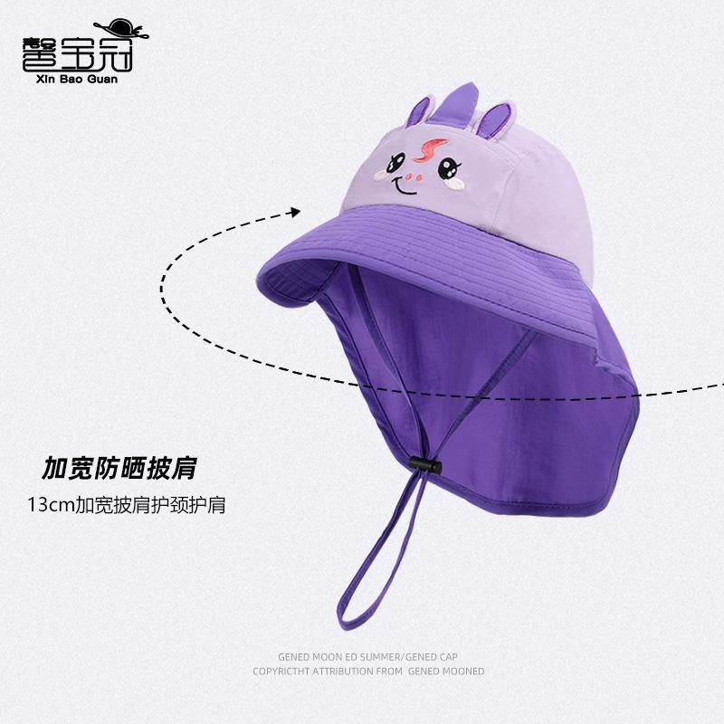 Kinderhut Cartoon niedlich Schal Nackenschutz Sonnenschutzhut für Jungen und Mädchen Sommer Outdoor große Krempe Sonnenschutz Eimerhut