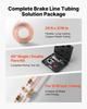 Brake Line Repair Kit, 45° Double & Single Brake Line Flaring Tool Kit, 7.6m x 4.76mm Copper Coated Brake Line (with 16 Fittings & 4 Unions) - Tube