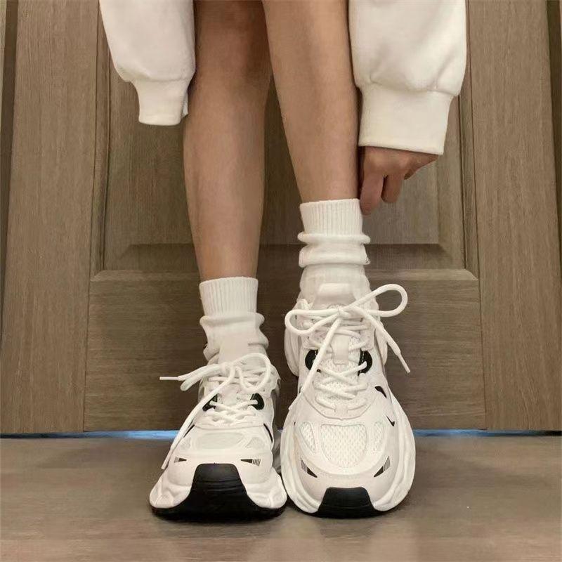 Daddy shoes women's 2025 new spring women's shoes versatile platform white shoes heightening casual sports shoes women