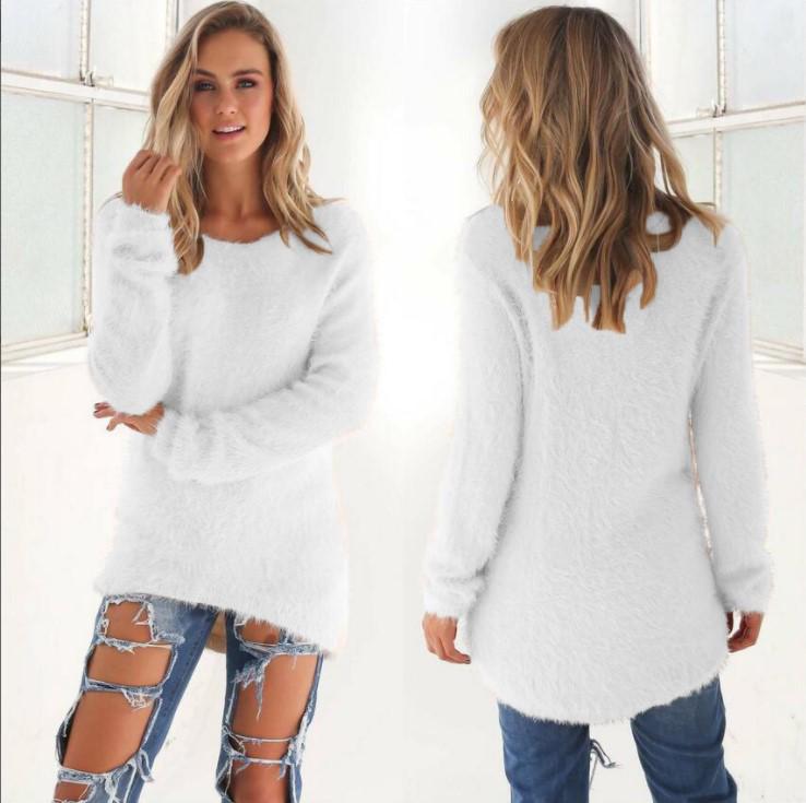 Women's Solid Color Long Sleeve Sweater Top for Autumn/Winter