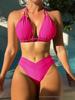 2025 Stylish Chain-Detail Split Bikini Swimsuit - European/American Women's Swimwear