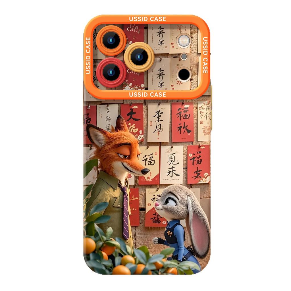 Kumquat Rabbit Fox for iPhone17 Soft Apple 16promax New Year's Crazy Animal City 15 Mobile Phone Case