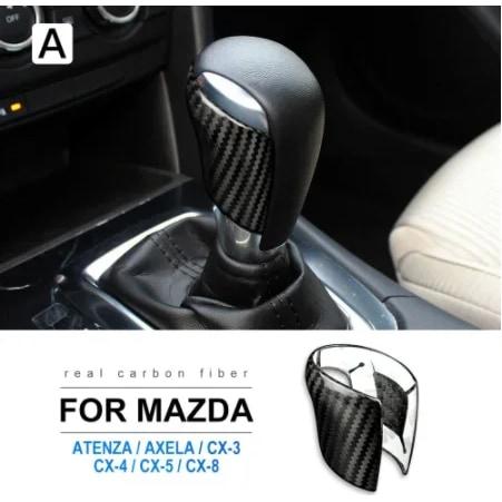Real Carbon Fiber Sticker Gear Shift Knob Cover for Mazda CX3 CX4 CX5 CX8 ATENZA AXELA 2014 2015 2016 2017 2019 Accessories