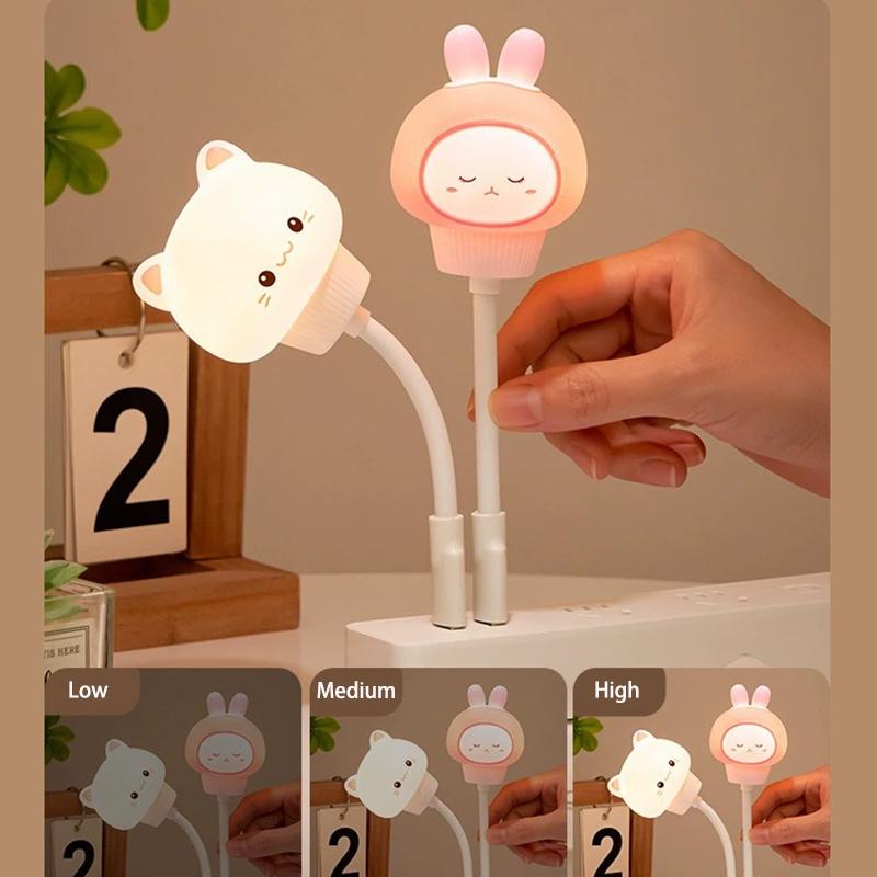 Mini USB LED Night Light with Remote Control, Dimmable Bedside Lamp, Portable Light for Kids, Home Bedroom, Nursery
