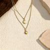 European and American Double-layer Stacked Star and Moon Necklace Stainless Steel K Gold Light Luxury Versatile Sun and Moon Hot-selling Combination