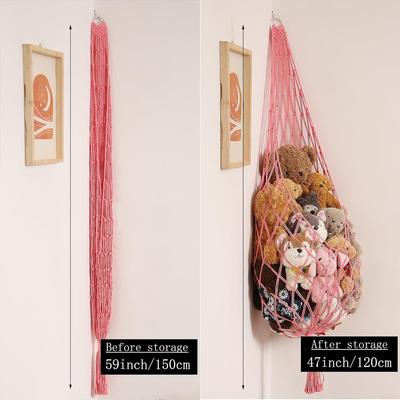 Harnais Macramé de Rangement pour Animaux en Peluche, Grand - Décor de Chambre Boho Rangement d'Angle pour Jouets Hamac Suspendu en Filet pour Animaux en Peluche