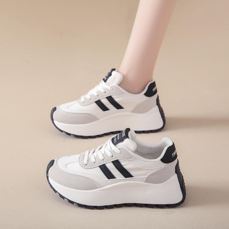 

autumn Spring Thick Bottom Women s Shoes Casual Patchwork Leather Sneakers Casual Vulcanised Shoes Ladies Chaussure Femme 35