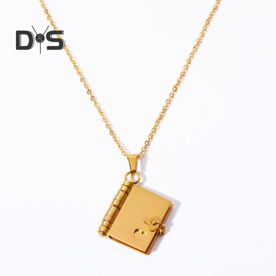 Book Pendant Necklace Women's Sweater Chain Necklace Opening And Closing Book Dangle Jewelry Accessory for Dating Daily Wear Banquet