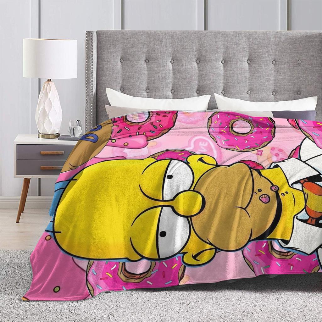 Simpsons Cartoon Blankets Velvet Autumn/Winter  Breathable Soft Throw Blankets for Bed Travel Bedding Throws