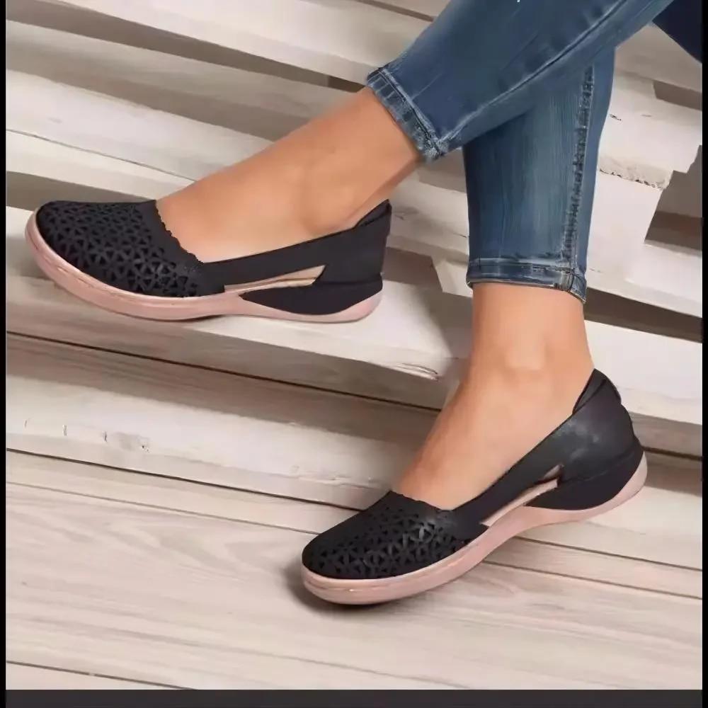 Women Wedges Sandals Hollow Out Vintage Woman Shoes Slip On Casual Sewing Ladies Sandal Female Summer