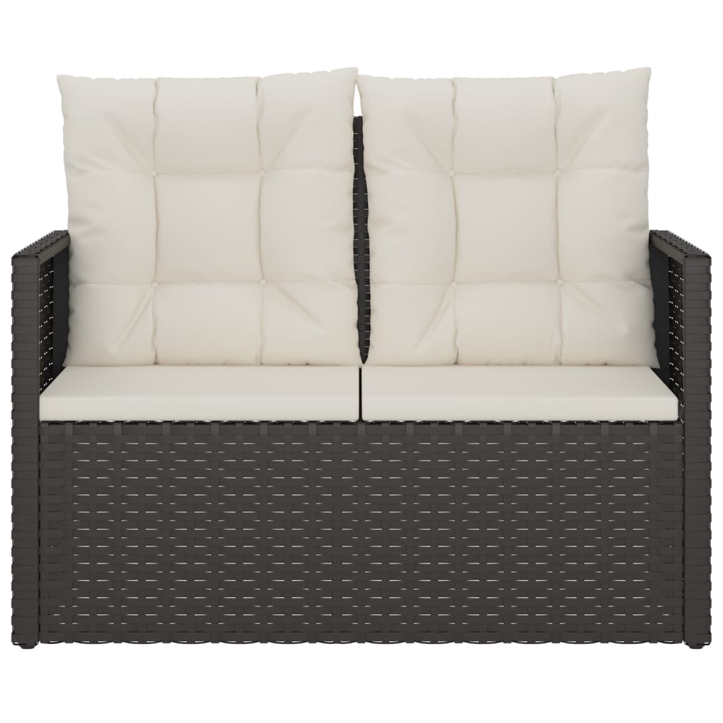 Vidaxl Garden Bench with Cushions, Black, 105 Cm, Poly Rattan