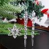 36-5PCS Clear Crystal Snowflake Icicle Ornament Acrylic Xmas Tree Hanging Pendant Holiday New Year Home Party Hanging Decoration