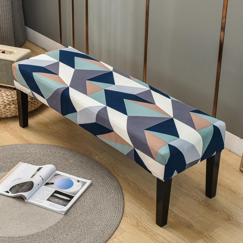 Dining Bench Cover Stretch Upholstered Bench Slipcover Printed Bench Seat Protector Rectangle Bench Covers for Dining Room Bedroom Living Room Kitchen