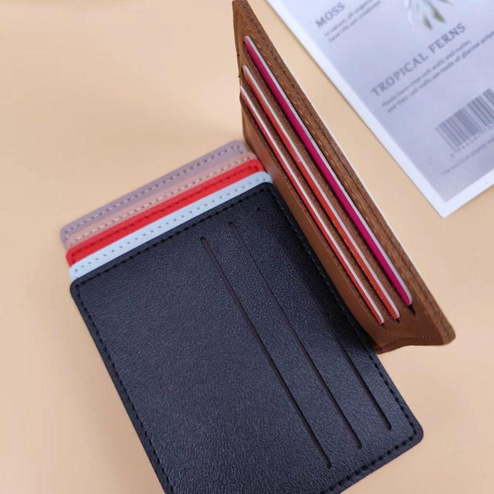 Multi-position PU Leather Card Holder Korean Style Short Card Bag ID Credit Card Case  Female/Male