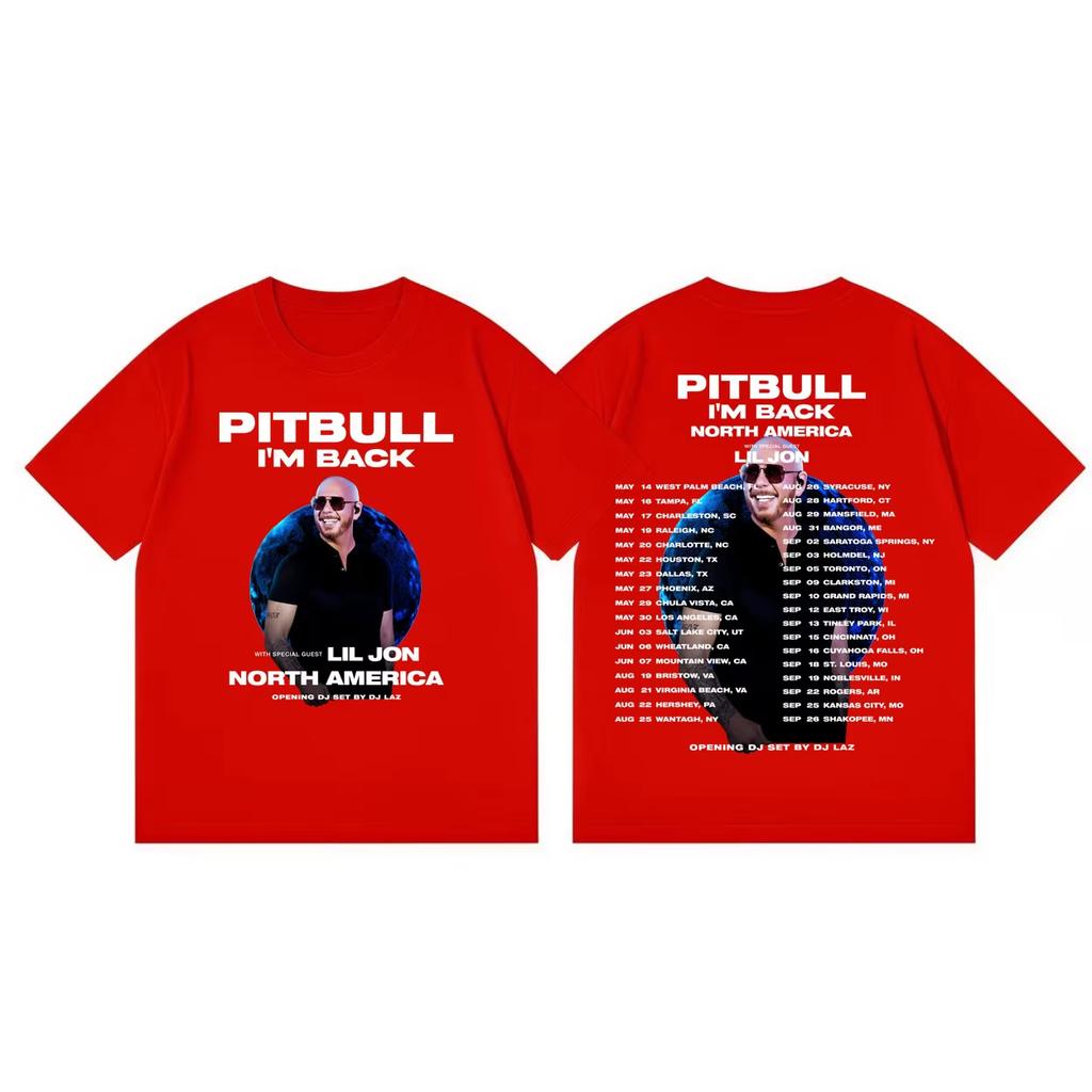 Mr.worldwide Pitbull I'm Back Tour 2026 Maglietta Moda Hip Hop Manica Corta T-shirt Uomo Donna Estate Moda Maglietta Trendy