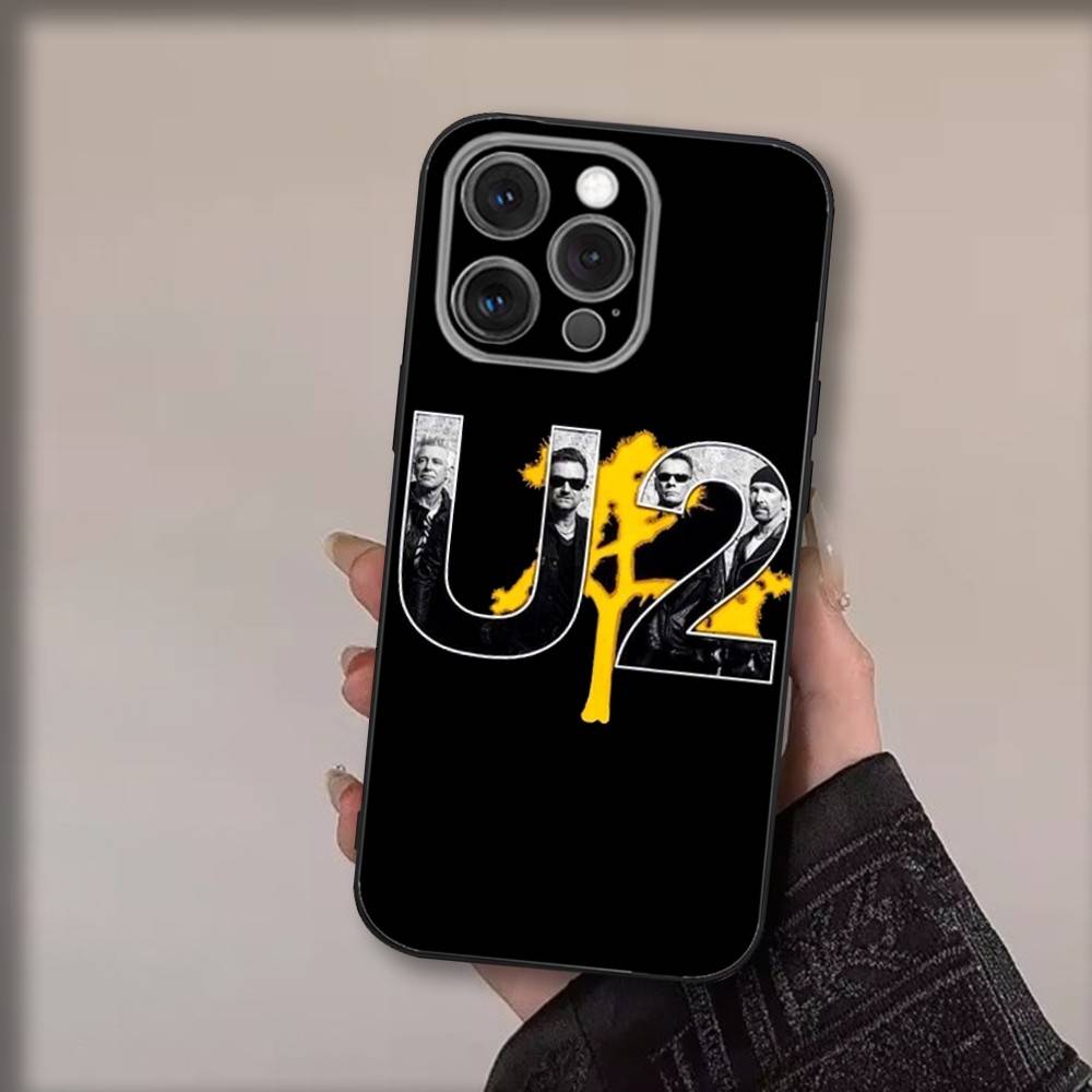 

The U-U2s Band Phone Case For iPhone16,15,14,13,12,11,Pro,Max,Plus,X,XS,SE4,E,Mini,Soft Black Case iPhone12PRO