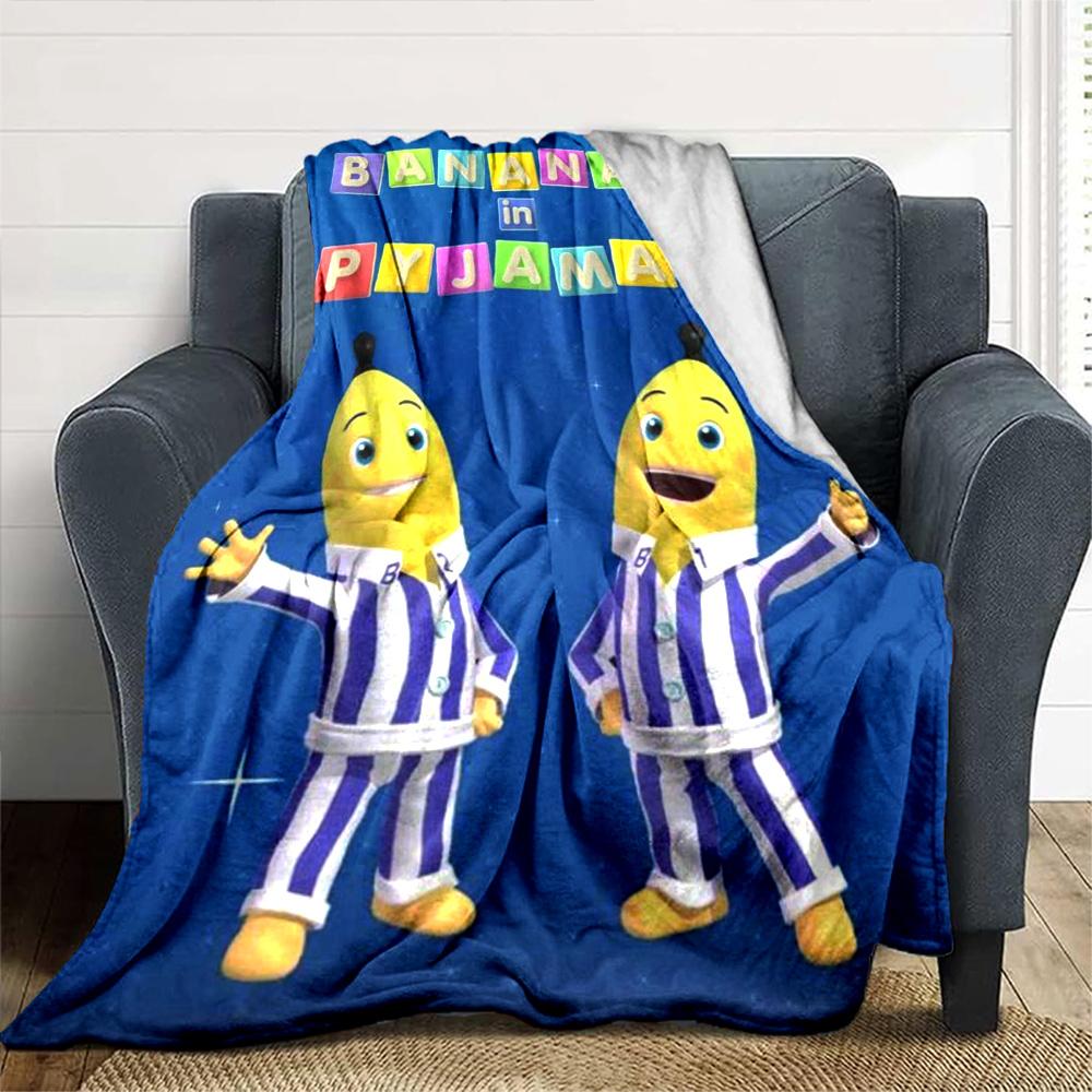 Bananas In Pyjamas Print Flannel Blanket High Quality Warm Comfortable Cover for All Seasons Perfect for Gifts Home Decor