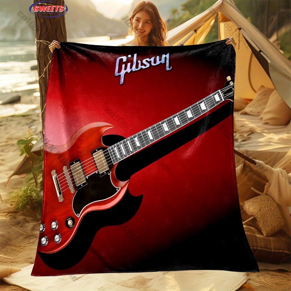 Classic G-Gibs0n Guitar Logo Print Blanket Warm Soft Comfortable Home Travel Blanket Sofa Bedding Cover Blanket Gift for Friends