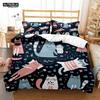 Cute Cat Print Quilt Cover Pillow Cover  Bedding Set Luxury Queen Bedding Set Cute Style Customized  children‘s  Bedding Set