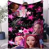 Huntrix K-Pop Fleece Blanket Neon Warrior Girl Group Design Soft Throw for Bedroom Sofa Concert Merch Ideal for K-Pop Fans Teens