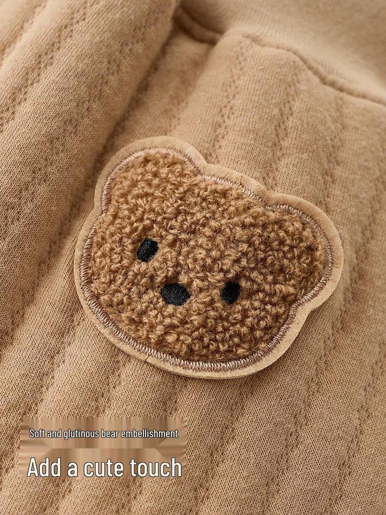 Unisex High Waist Cotton Baby Pants with Snap Closure and Open Crotch for Spring and Autumn