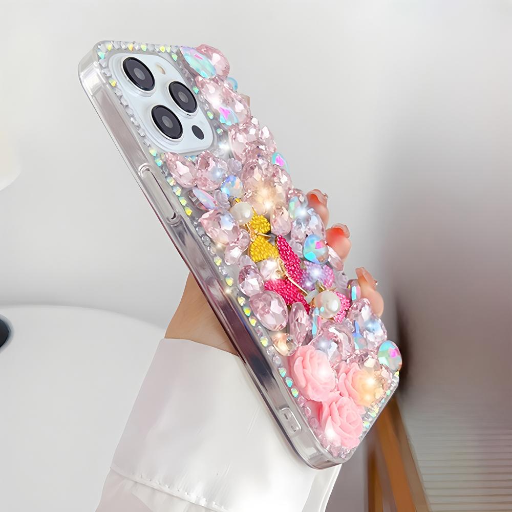 Glitter Bling Rhinestone Butterfly Rose Phone Case For XiaoMi 15 Ultra 14 Pro 14T 14A Plus 13 Lite 13T 12 12T 12S 12X 5G